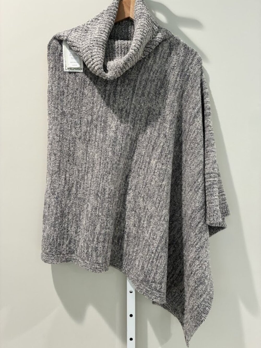 NWT Barefoot Dreams CozyChic Cowl Neck Poncho Lounge Wrap Graphite Stone OS